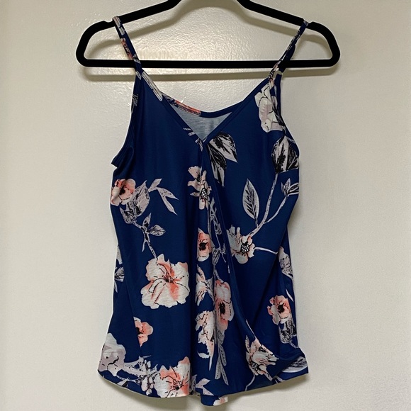 -(NEW) DARK BLUE TROPICAL TANK TOP - Picture 2 of 2